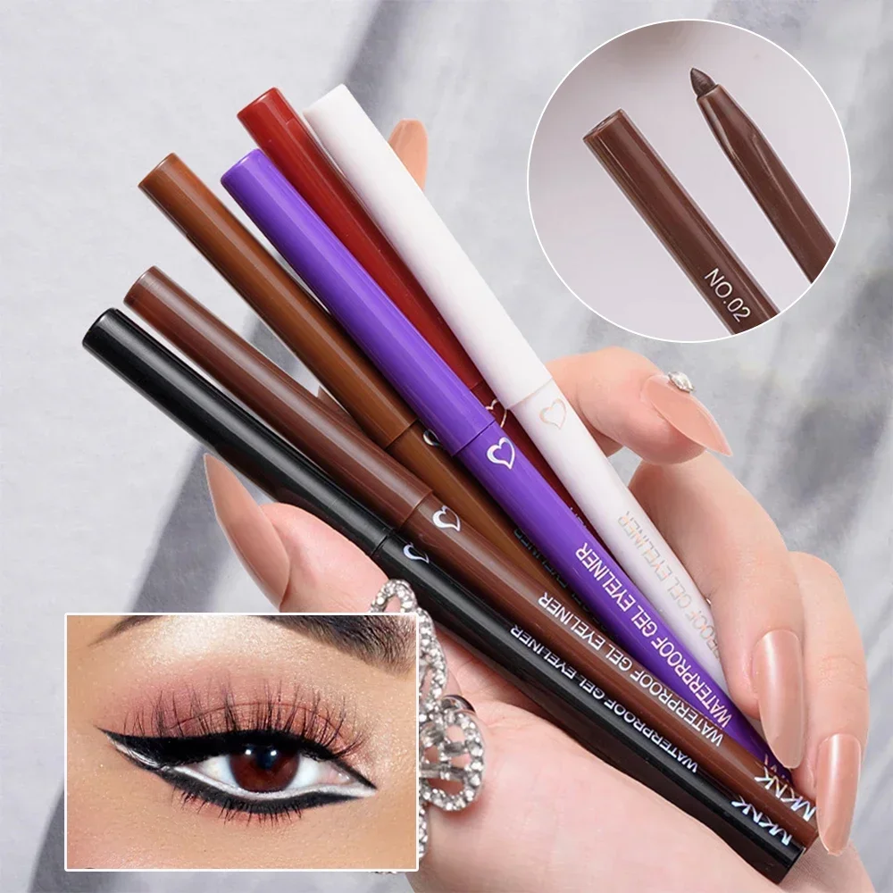 Waterproof 6 Colors Black Eyeliner Pen Long Lasting Quick-drying Pencil Not Blooming Liquid Eyeliner Gel Eyes Makeup Cosmetic