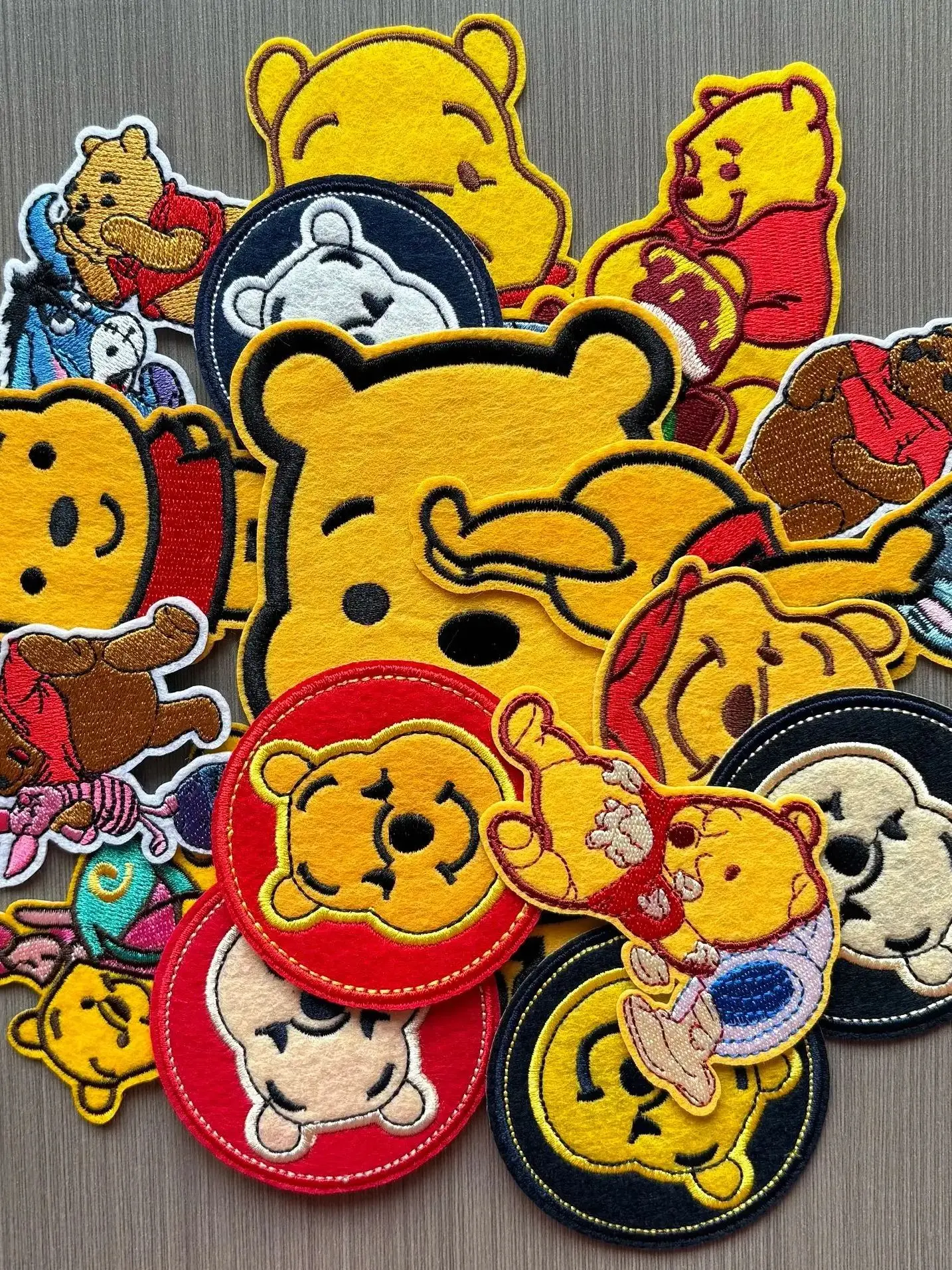 Patch brodé Winnie l'ourson dessin animé, appliqué thermocollant pour jeans, à coudre sur vêtements d'enfants, autocollants
