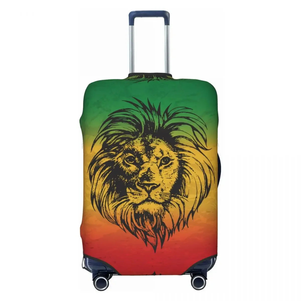 

Custom Rastafarian Flag Luggage Cover Elastic Jamaica Reggae Rasta Lion Travel Suitcase Protective Covers Fits 18-32 Inch