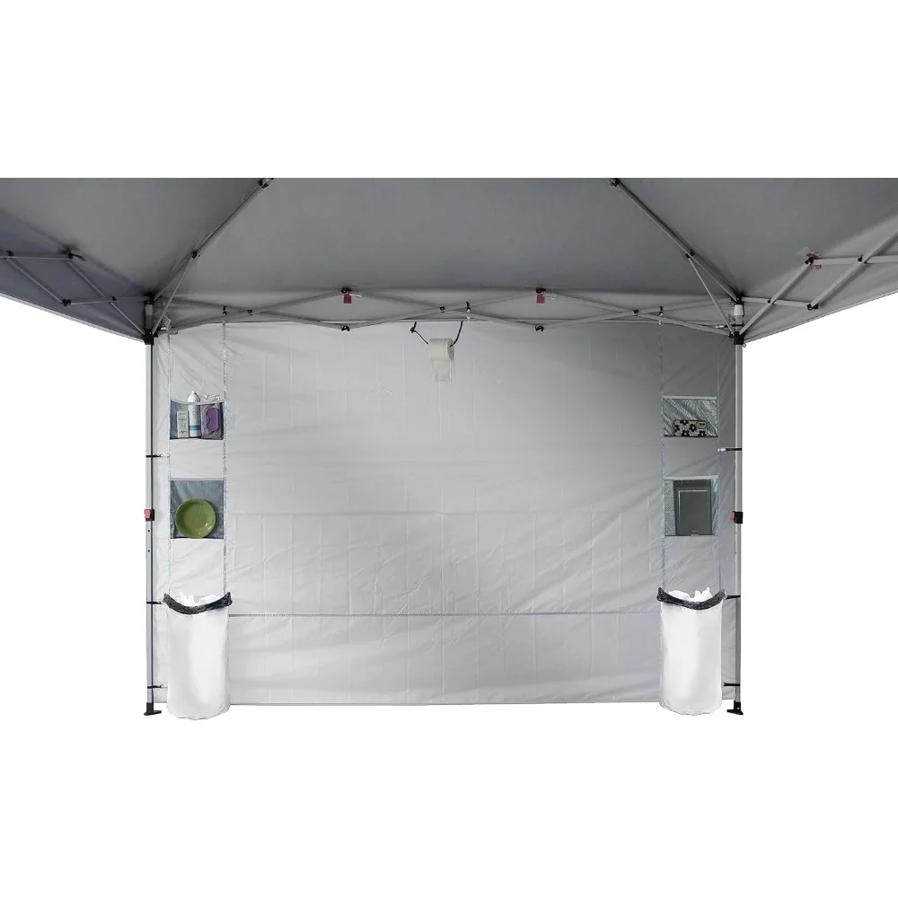 10x10 Pop Up Canopy Outdoor Shade with Pockets Sidewall, Easy Up Sun Shelter with One Person Set Up Center Lock, Portable White