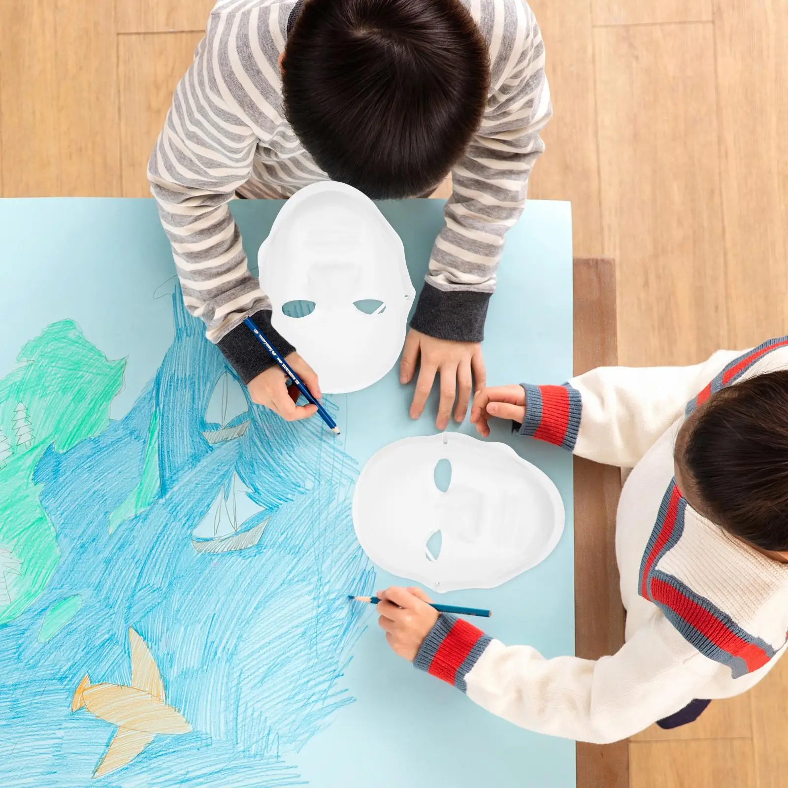 10 قطع من قناع الوجه الكامل المرسوم يدويًا للأطفال، أقنعة تنكرية ورقية يمكنك صنعها بنفسك