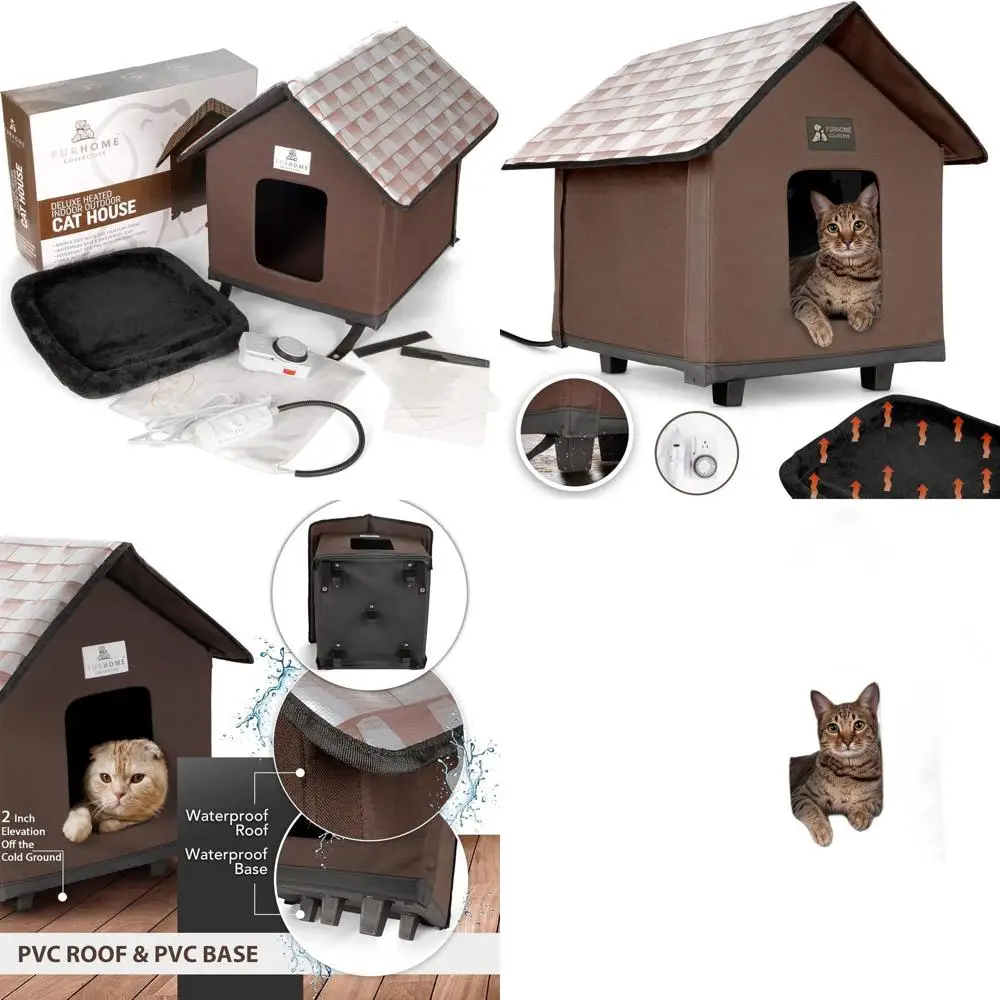 

Weatherproof Insulated Outdoor Cat Shelter - Elevated, Heated, Safe Haven for Cats - Easy Setup - Ideal for Feral Cats in Cold W