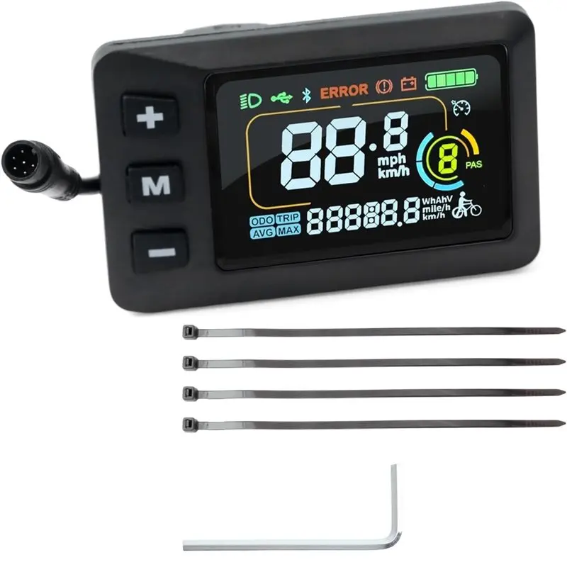 Super Deal – E-Bike-LCD-Display-Bildschirm, 6-poliger Ersatz mit Schraubenschlüssel und Kabelbinder für Yozma IN10 Electric Dirt Bike
