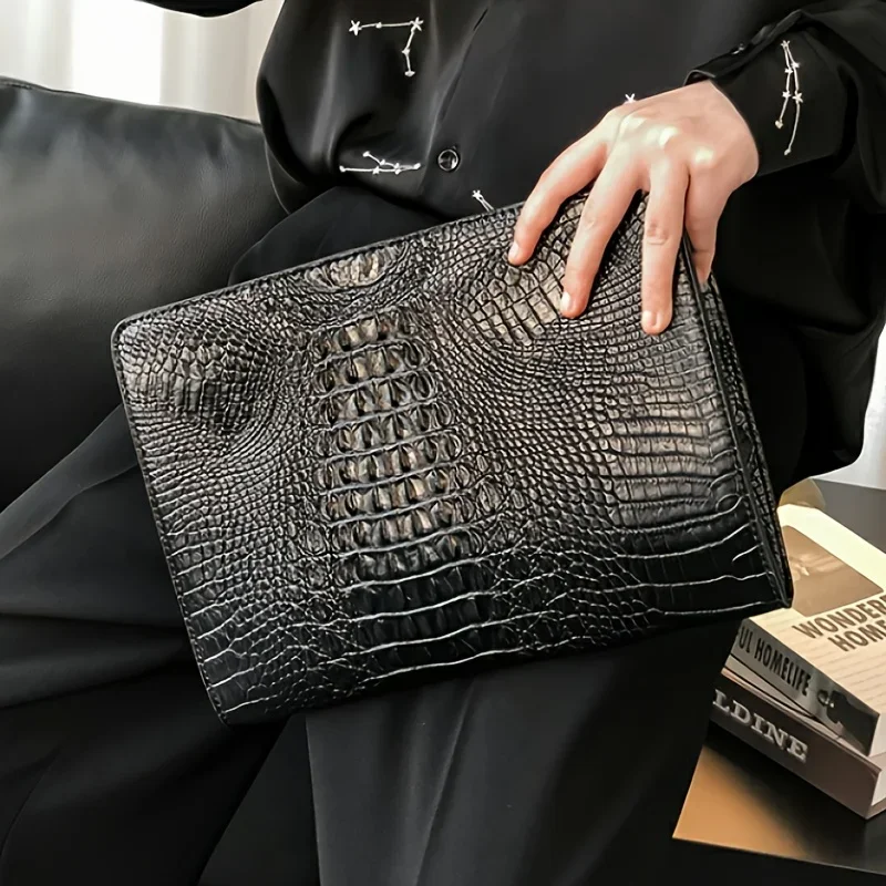 Brand Designer Business Bag iPad Handbags PU Leather Envelope Bag Male Wallet Luxury Crocodile Pattern Men/Women Clutch Bags