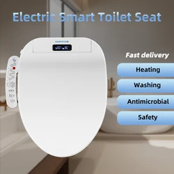 Sedile WC intelligente per bidet per bagni Sedile riscaldato Asciugatrice calda a chiusura lenta Lavaggio anteriore posteriore Luce notturna con telecomando per acqua calda