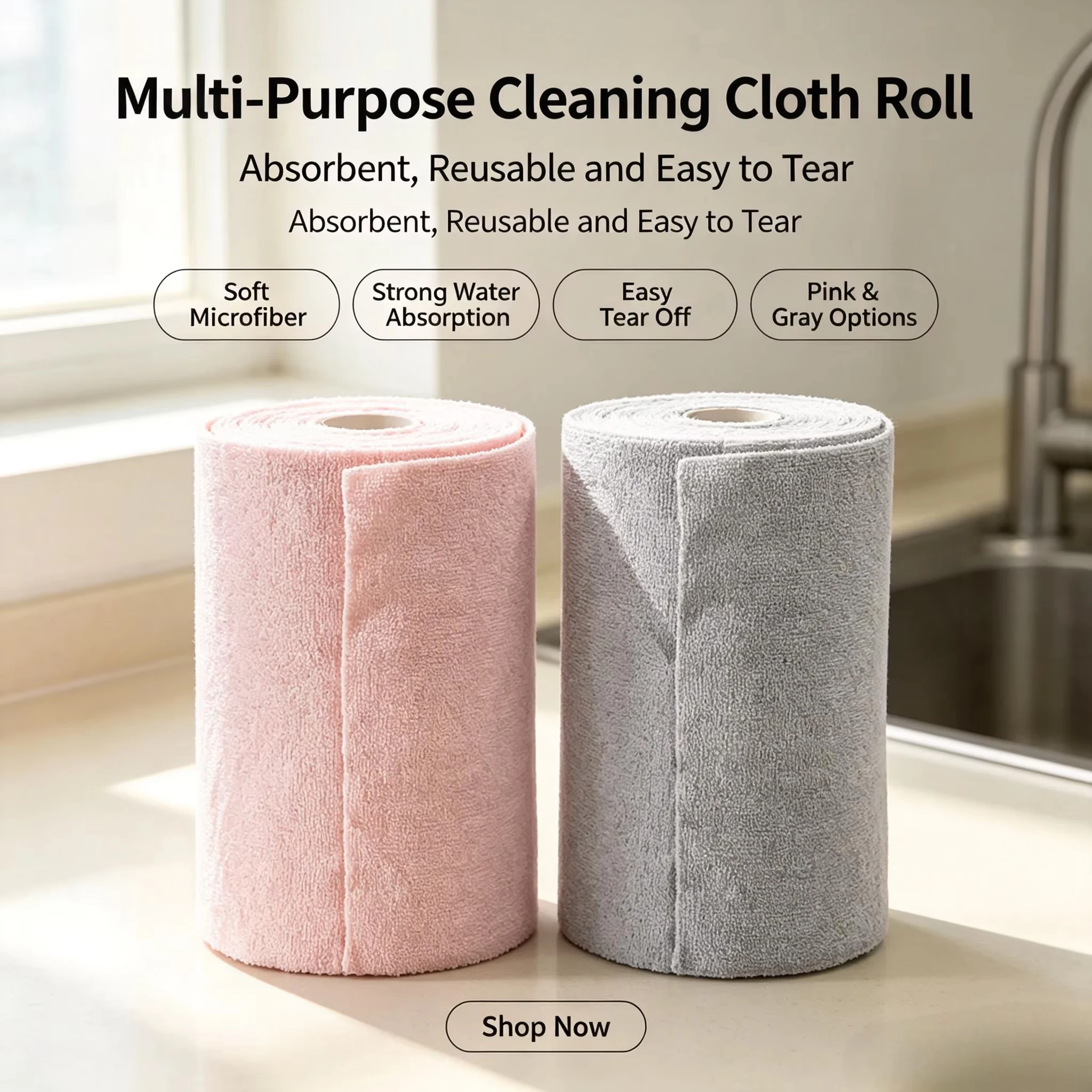 20 Sheets/Roll Microfiber Dishcloth – Multi-Functional Double-Sided Kitchen Cloth, Ideal for Utensil Cleaning, Kitchen Accessory