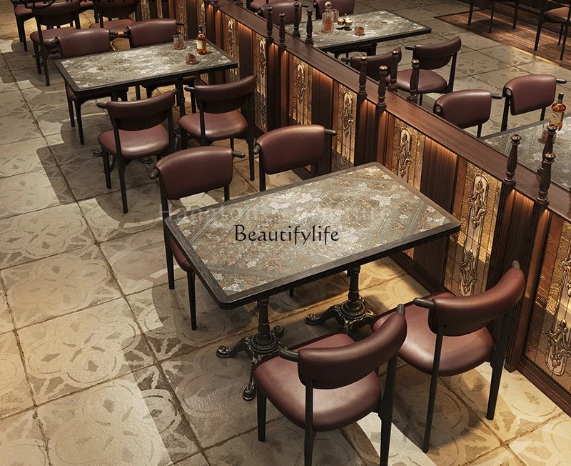Retro American dining bar music cafe wine table and chair combination