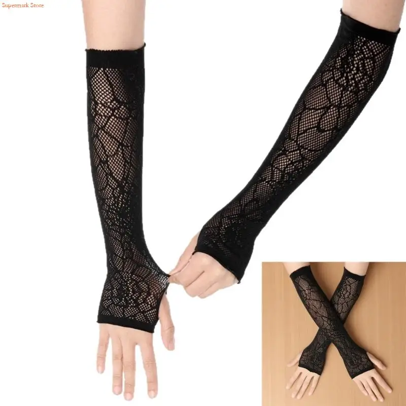 Q5WE Fashion Spiders Web Gloves Practical Polyester Glove for Sports Daily Activities