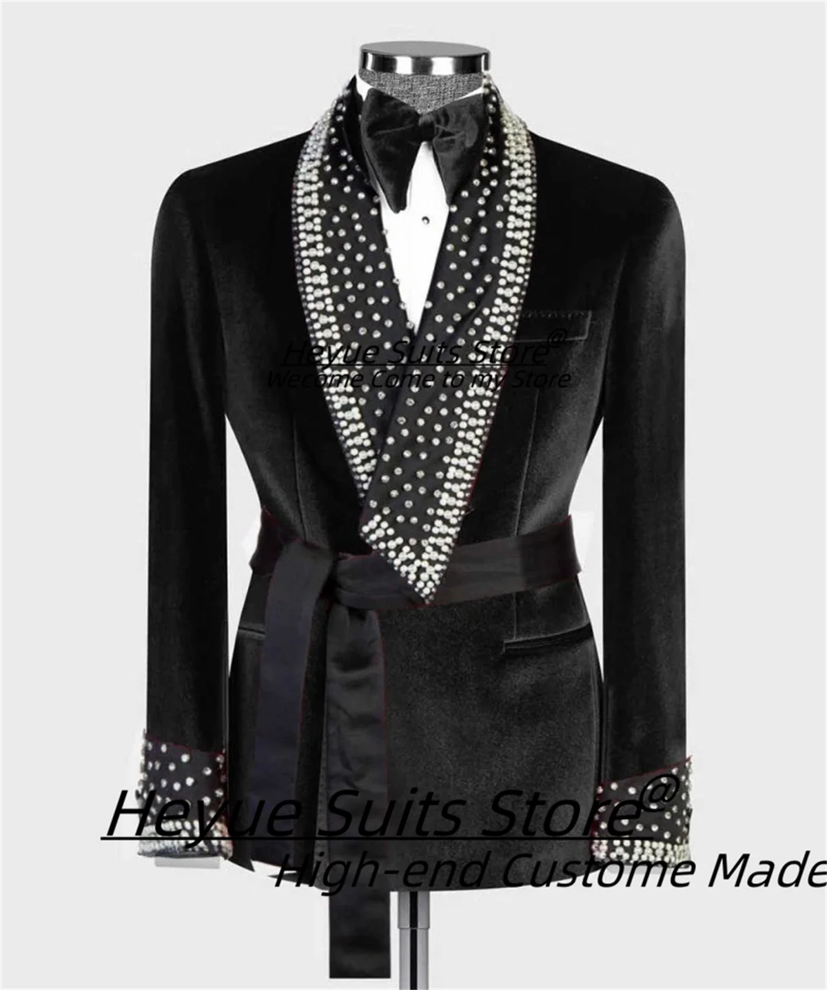Customized Shiny Diamond Groom Wedding Tuxedos Slim Fit Shawl Lapel Men Suits Male Party Blazers 2 Pieces Sets Costume Homme