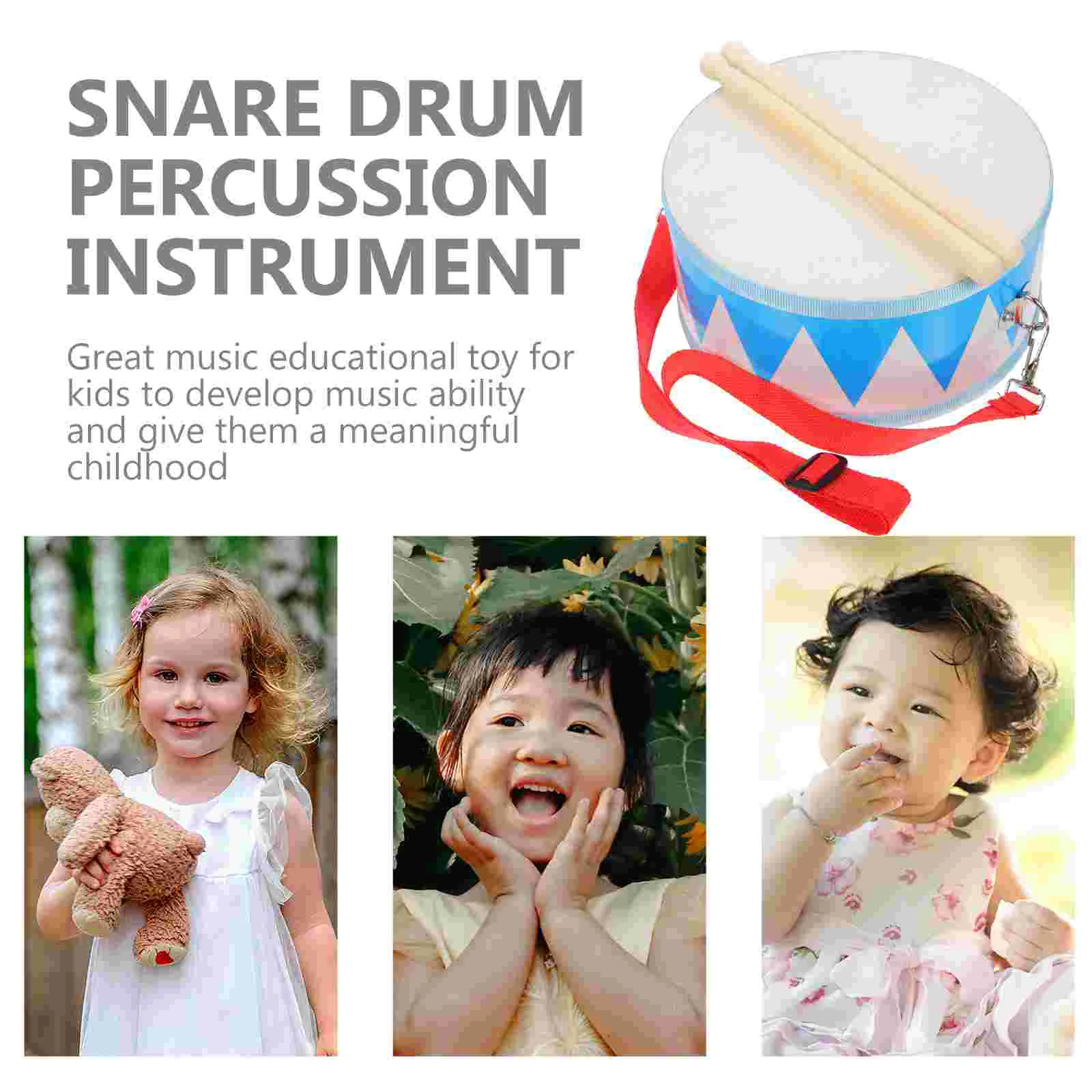 Percussion Drum Zweiseitige Snare Musikinstrument Kleinkind Spielzeug Holz Kinder Kinder Gehirn Koordination Alphabetisierung