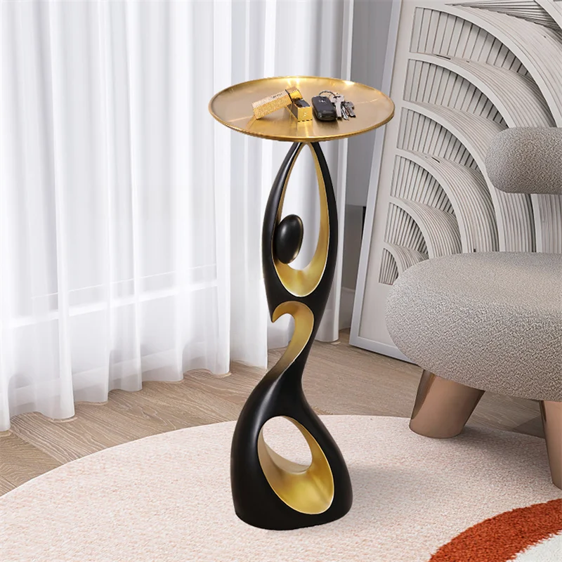 Modern Light Luxury Console Coffee Table For Creative Resin Abstract Figure Floor Ornament Sofa Side Table Living Room Furniture