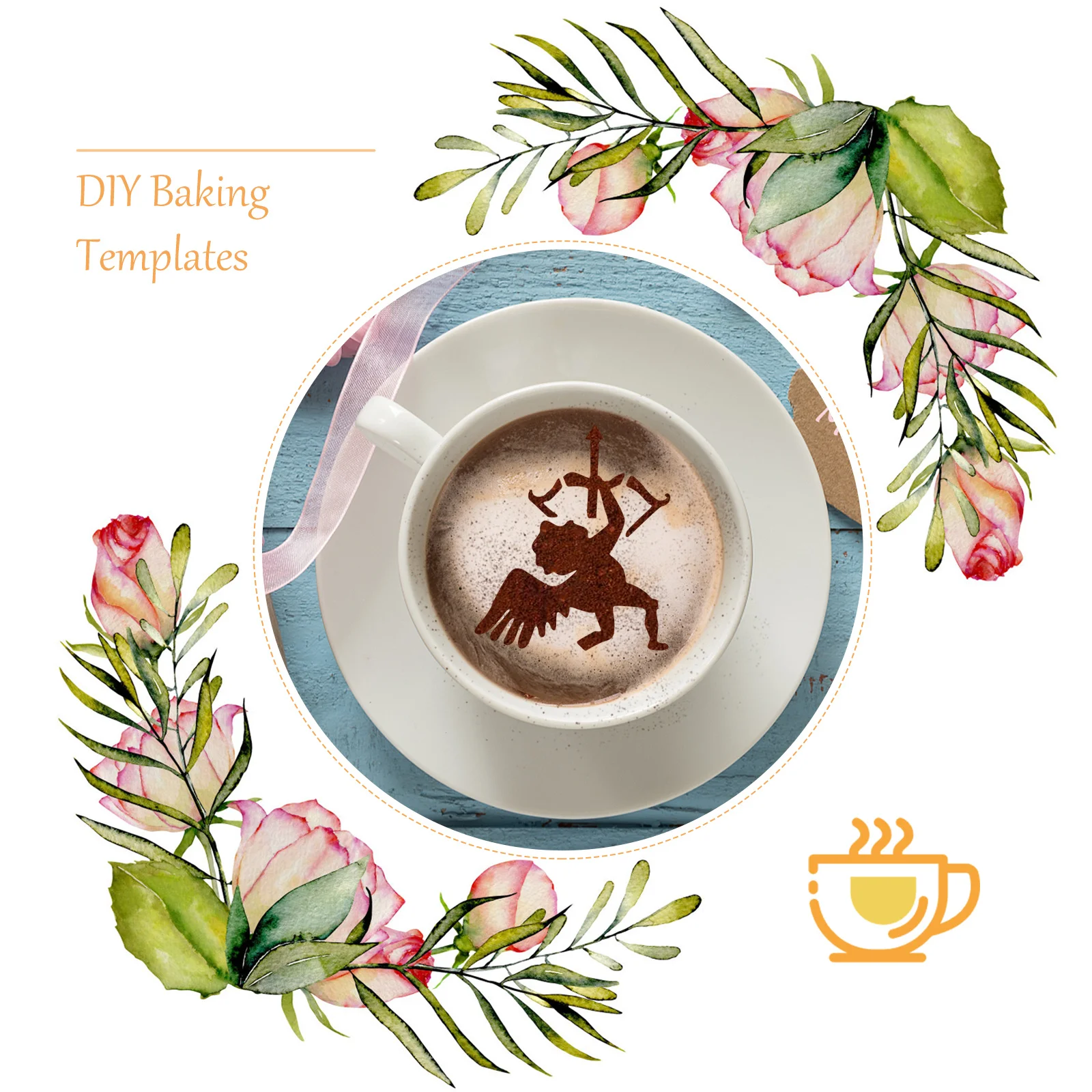 

9Pcs Valentine's Day Coffee Stencils Reusable DIY Baking Templates for Cappuccino Desserts Valentine's Day Cookie Stencils