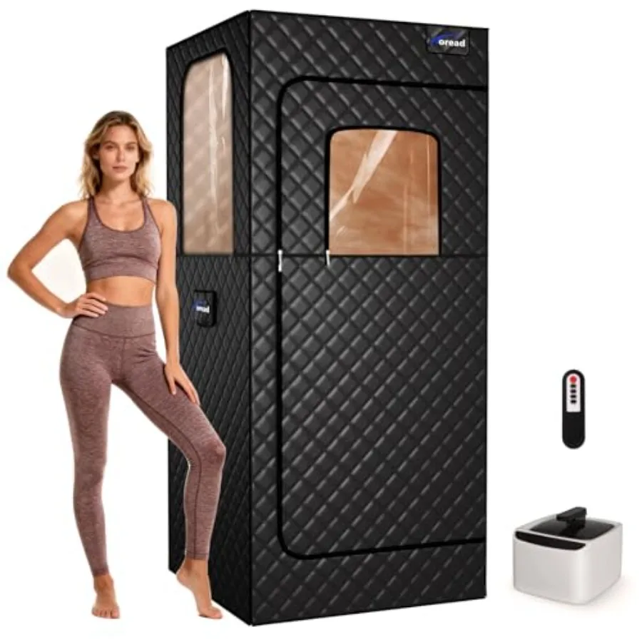

Portable Steam Sauna Tent for Home Full Size Sauna Box with 9 Adjustable Heat Levels Fast Heating Foldable Design in Black for