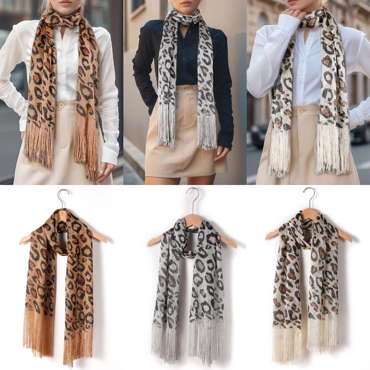 

Spring and Autumn women's leopard print scarf, a comfortable and fashionable scarf, suitable for pairing with shirts and skirts