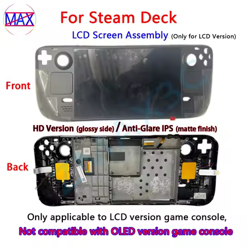 Original HD LCD Screen Assembly With Frame For Steam Deck Game Console Replacement Anti-Glare LCD Display Screen Repair Parts