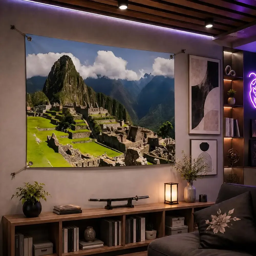 Classic Landmark Machu Picchu Flags Indoor Outdoor Wall Banner Party Decor Large Hanging Wall Backdrop
