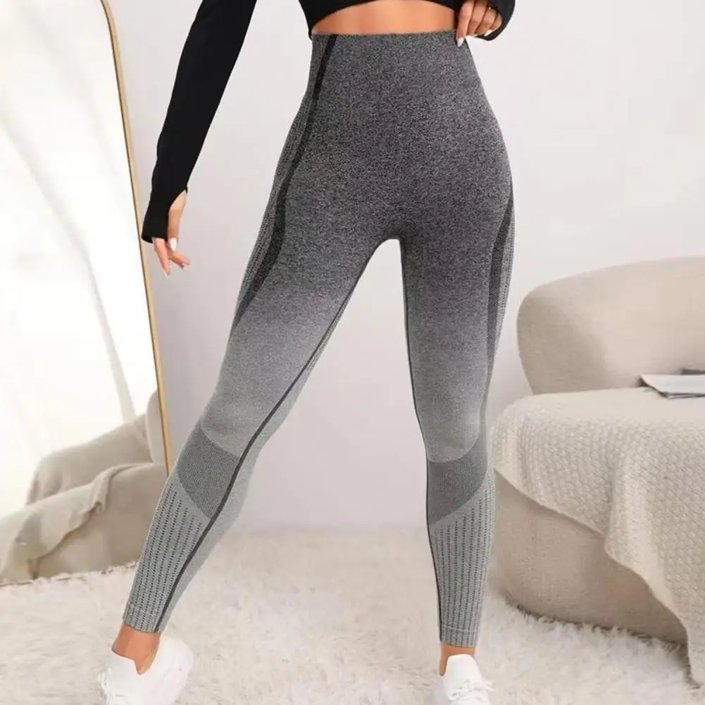 Women Leggings Gradient High-waist Seamless Yoga Leggings Tummy Control Booty Push Up Yoga Skinny Pants