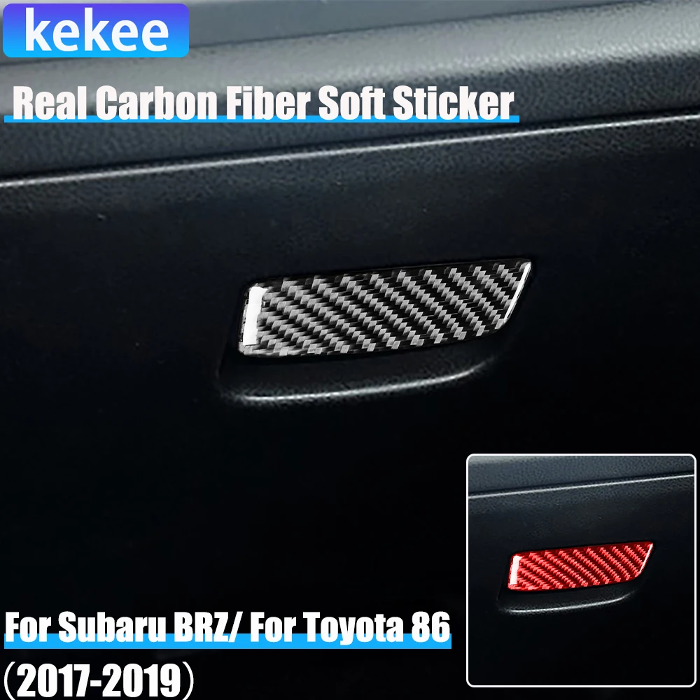 

Real Carbon Fiber Car Accessories Glove Storage Handle Panel Cover Soft Sticker For Subaru BRZ Toyota 86 GT86 2017 2018 2019
