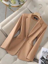 Fashion Women Blazer Ladies Gray Khaki Brown Solid Long Sleeve Female Business Work Wear Slim Formal Jacket For Autumn Winter