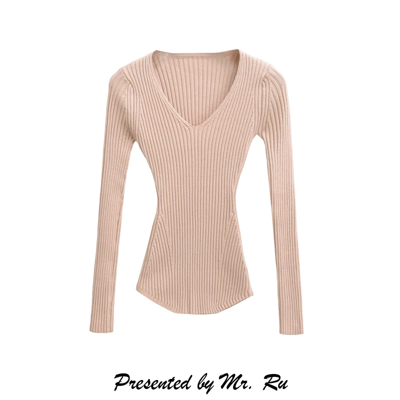 

Облегающий трикотажный топ с V-образным вырезом Pure Desire, омолаживающий, с эффектом утяжки талии, базовый слой, европейский стиль, из полиэфирного волокна, худи для девочек