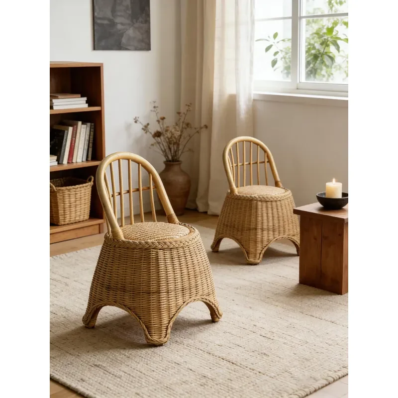 Natural Rattan Kids Chair for Indoor Outdoor Use Durable Children Seating for Banquet Event Party Wholesale Small Wicker