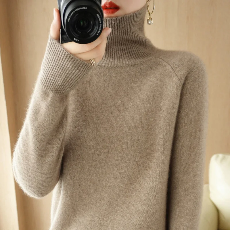 Turtleneck Pullover Women\'s Fall/Winter Basic Thickened Pullover New Loose Knit Blouse for 2023