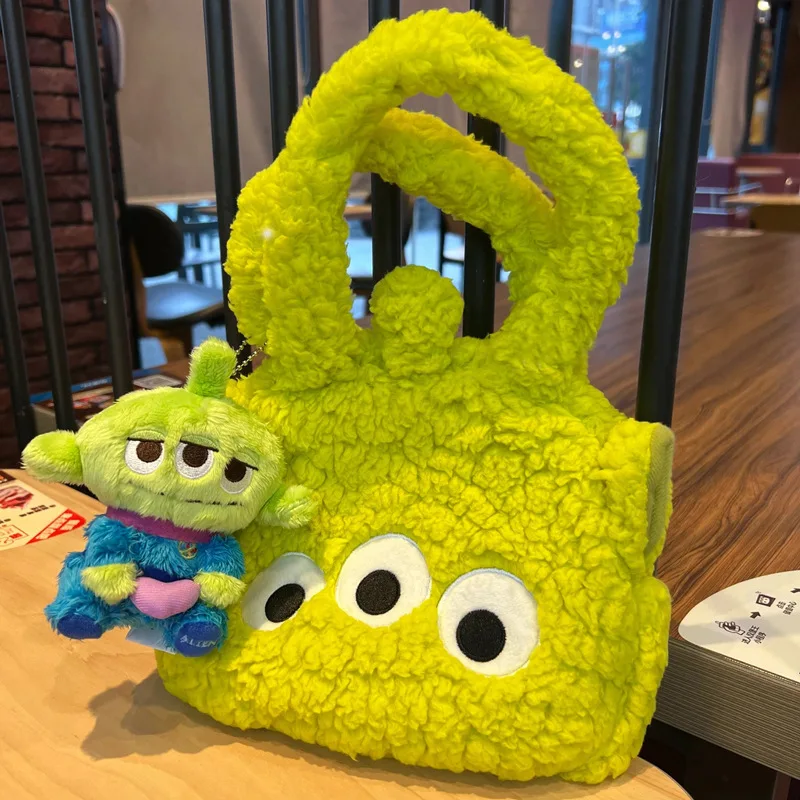 HOT Japanese Style Loose Series Bear Head Three-eyed Monster Plush Handbag Sweetheart  Velvet Wrist Bag Anime kawaii Cartoon