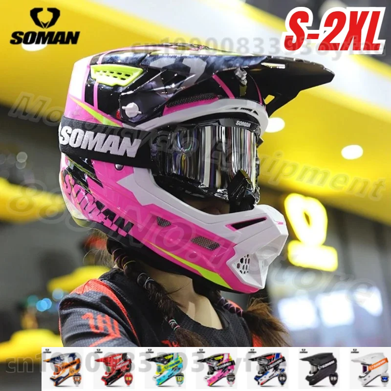 

SOMAN Motorcycle Helmet DOT Certification ATV Off-road Motorbike Rally Helmet MTB Helmet Motocross Capacete Men Women