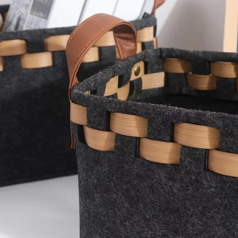 Factory direct sales wholesale custom environmentally friendly felt weaving multi-functional kitchen household storage basket