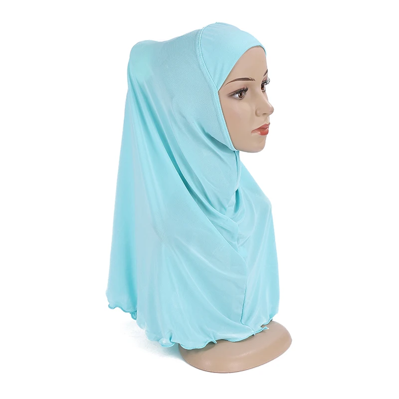 7-12Y Kids Girls Hijab Muslim Instant Scarf One Piece Amira Overhead Headscarf Islamic Wrap Shawls Pull On Ready Made To Wear