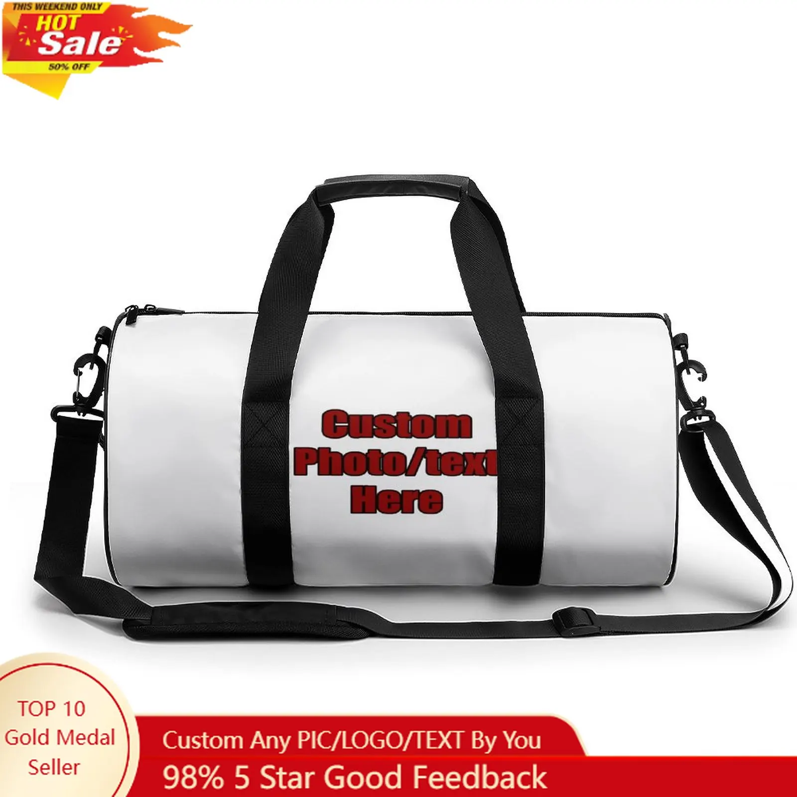 

Custom Gym Bag Man Woman Sport Bags High Quality Travel Tote Design Your Photo Text Logo Fitness Bag Portable GAA Crest Handbags