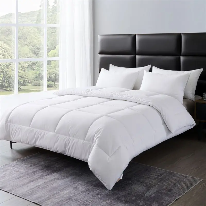 

White Home Hotel Comforter Brushed Polyester Face Soft Fluffy Quilted Thick Blanket For Summer Autumn 180*200cm Full Queen King