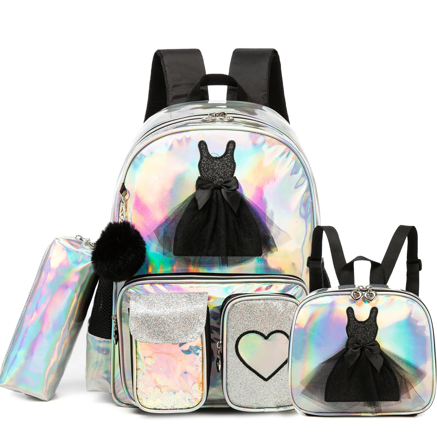 

3PCS Kids Backpacks for Girls School Bag Cute Girls Backpacks Ages 8-10 with Lunch Box Pencil Case Bookbag Set