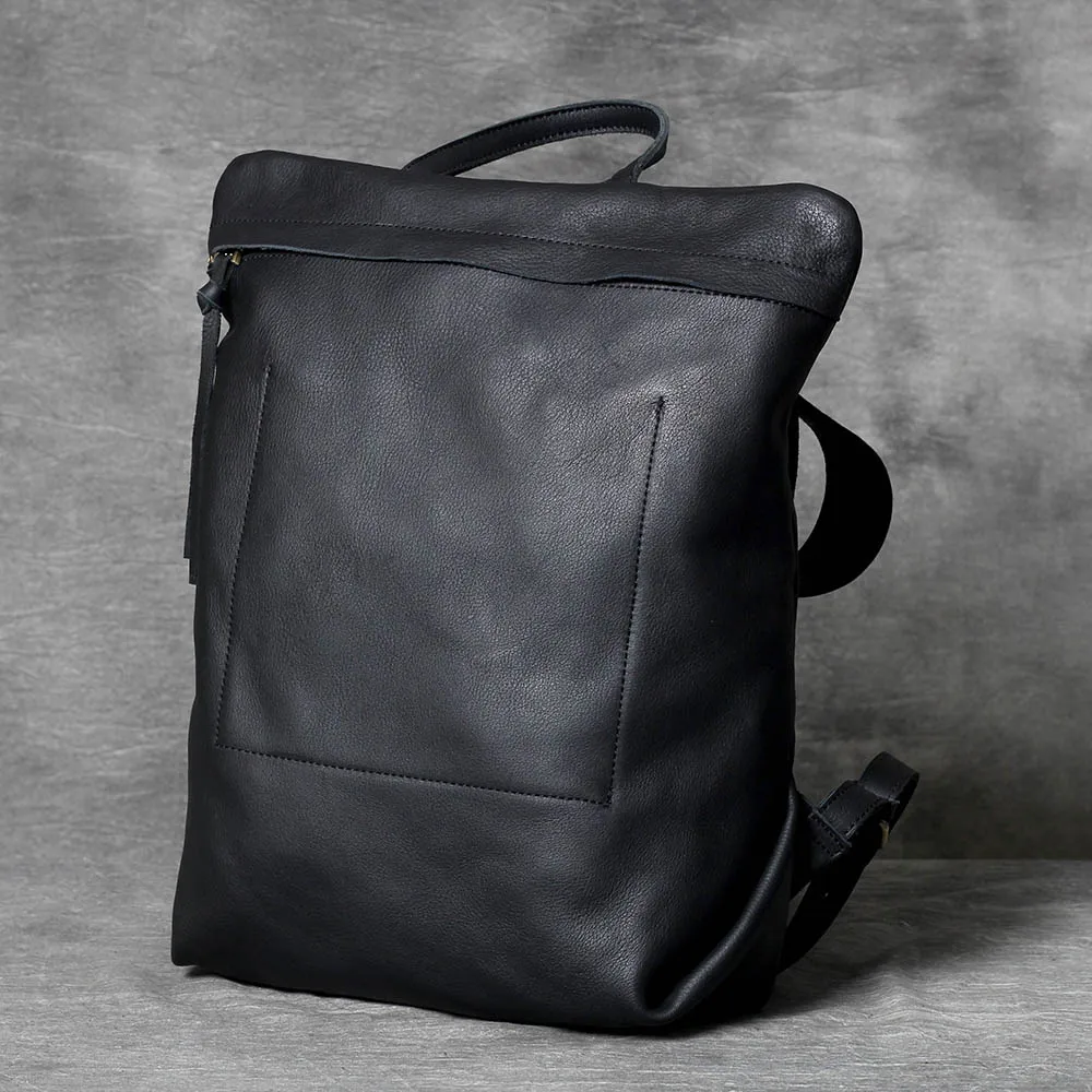 S.WORKER Lässiger Rucksack aus echtem Leder, Vollnarbenleder, Laptop-Umhängetasche, Schultasche, modisch – Detail 8