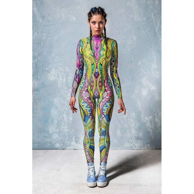 Cosplay Costume Female Woman Sexy Suit Color Element Blue Muscle Halloween Bodysuit Adults High-waisted Sports Jumpsuit