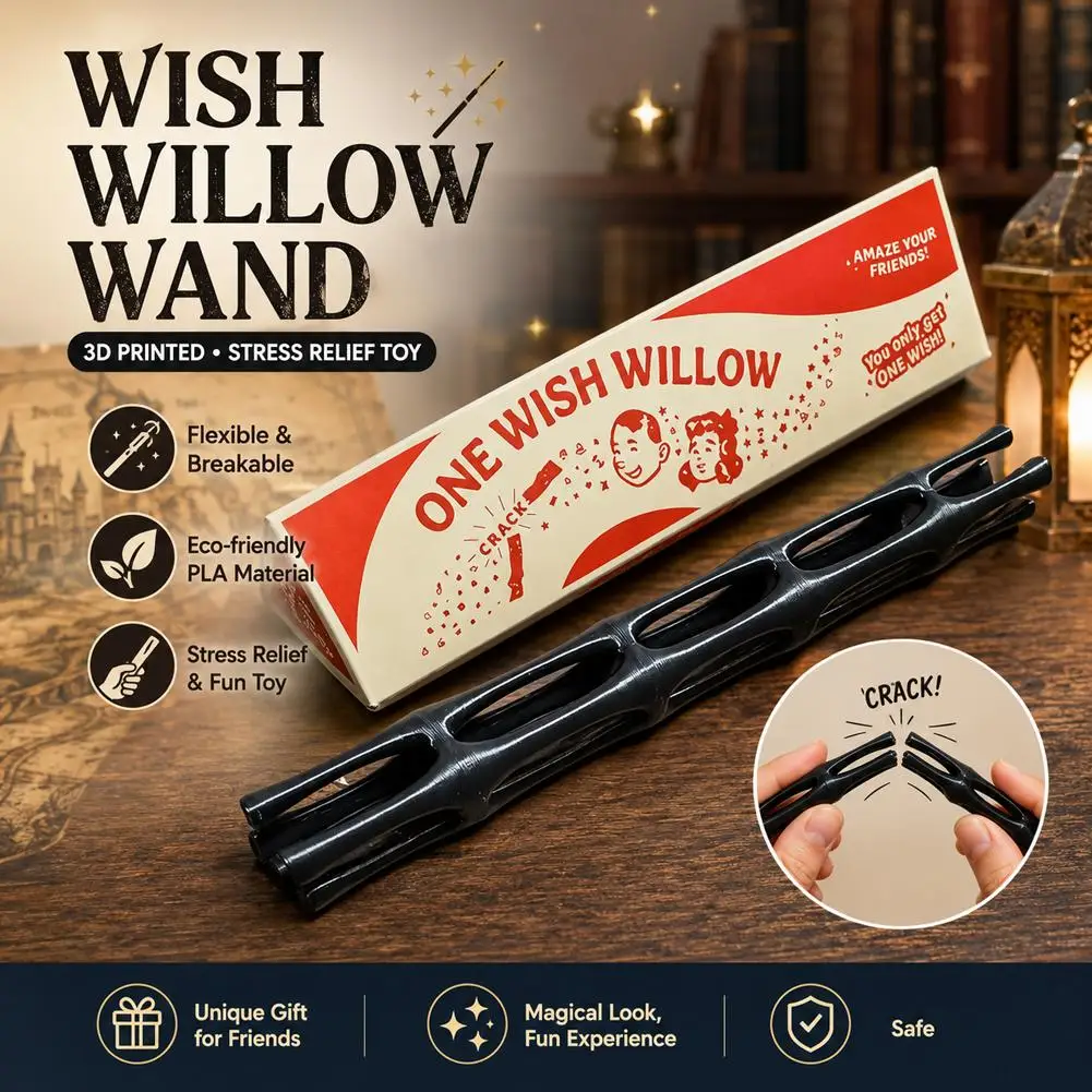 Porte-clés en forme de saule 'One Wish' imprimé en 3D, porte-bonheur cassable avec boîte cadeau rétro, 13 cm, souvenir de mariage et d'anniversaire