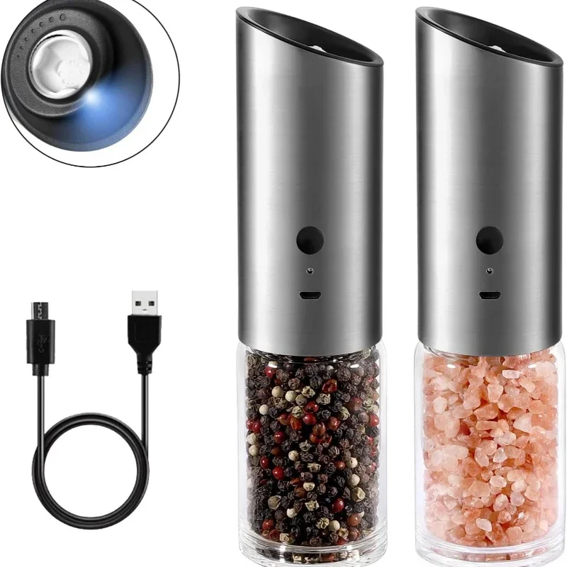 Electric Black Pepper Grinder Stainless Steel Sea Salt Pepper Mill Bottle Gravity Sensing Pepper Grinder