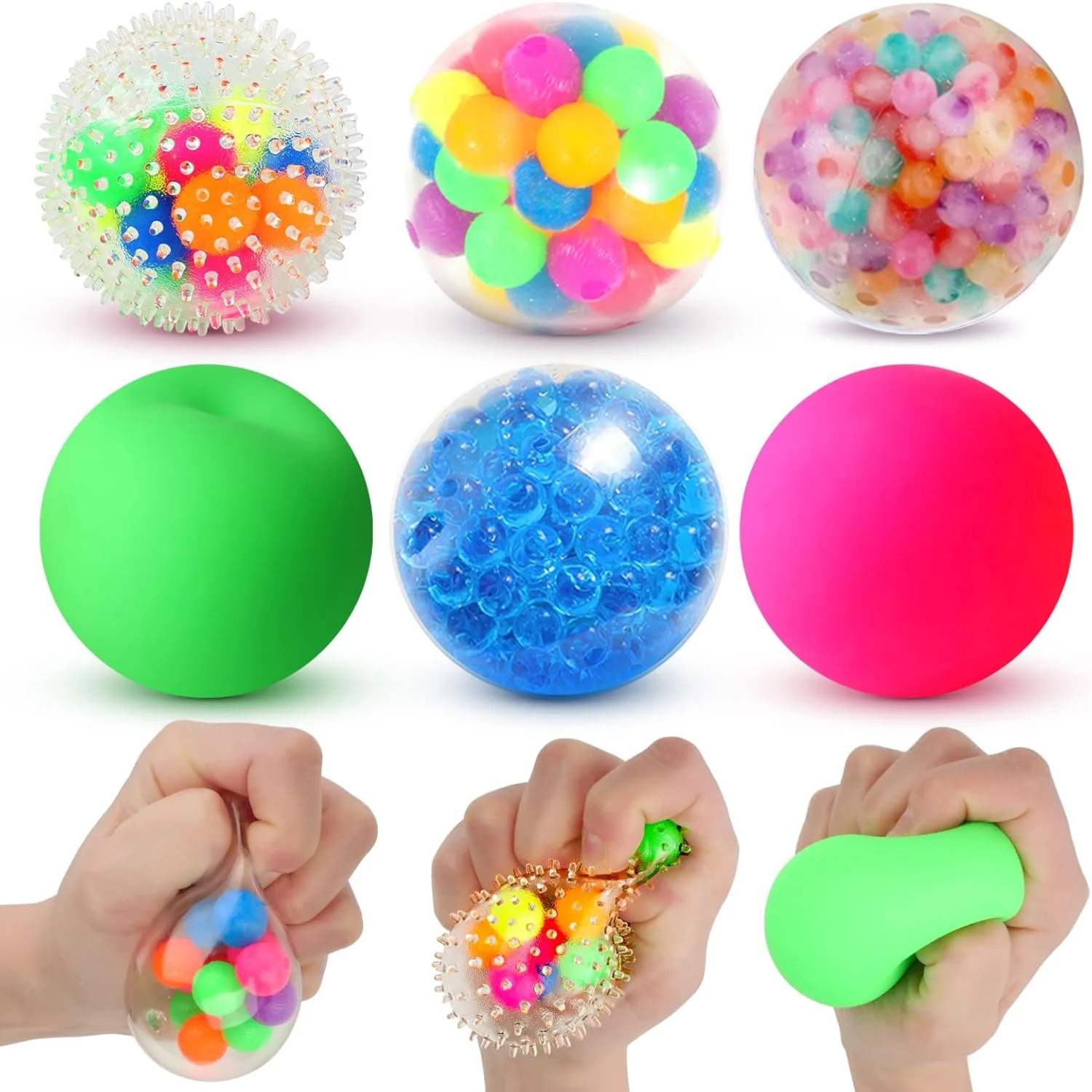 

6 шт. набор сенсорных шариков для снятия стресса для детей и взрослых, игрушка для снятия стресса, шарик ручной работы «сделай сам», подарок для девочек, детские игрушки, разные цвета