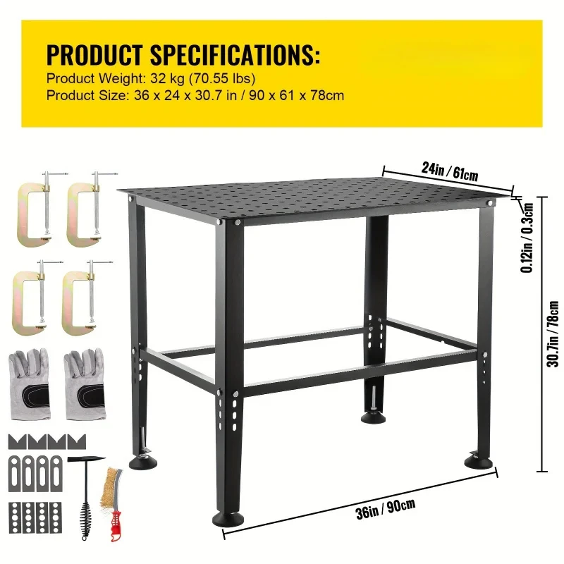 1-Set Heavy-Duty Mobile Welding Workbench Table - Soldering & Brazing Equipment for Professional Use with Adjustable Height