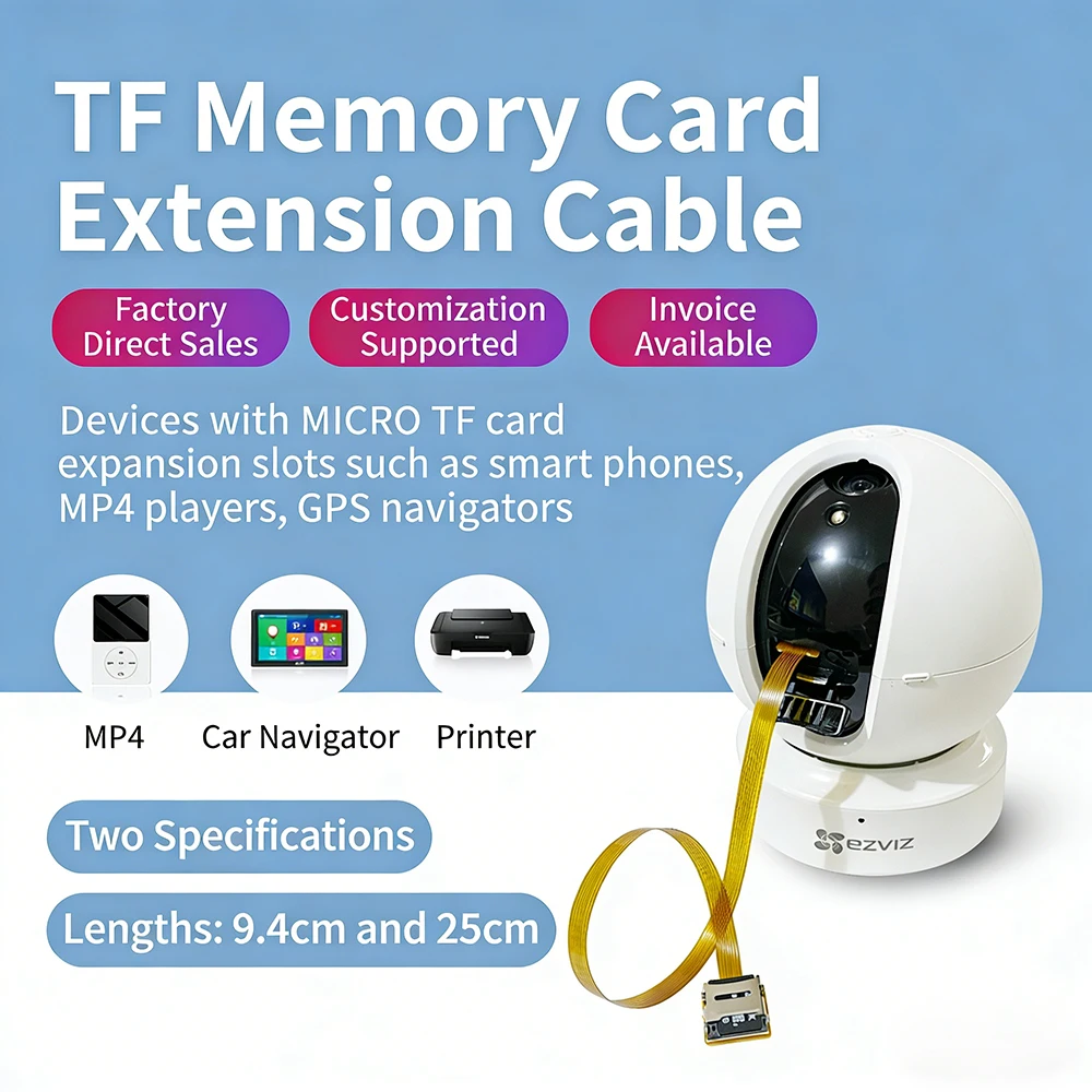 

Micro SD/TF Memory Card Male to Female Extension Cable, Soft Flat FPC Ribbon Extender Cord Short Cable for Camera/Phone 25cm