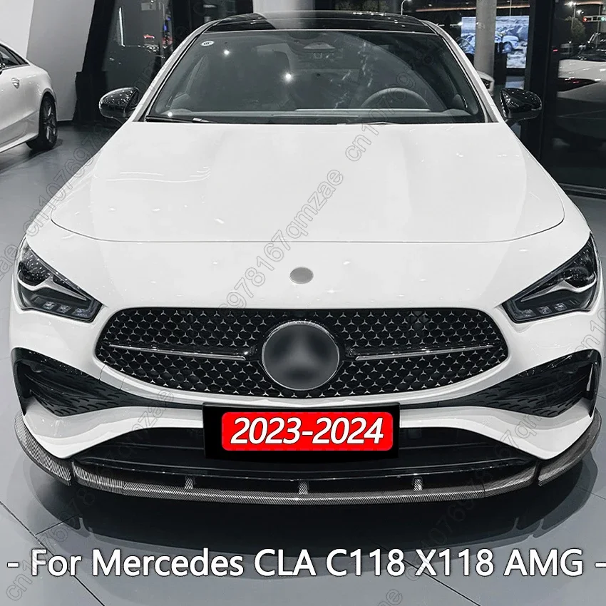 For Mercedes Benz CLA C118 W177 A180 AMG 2023-2024 Front Bumper Splitter Lip Spoiler Cover Diffuser By ABS Body Kit