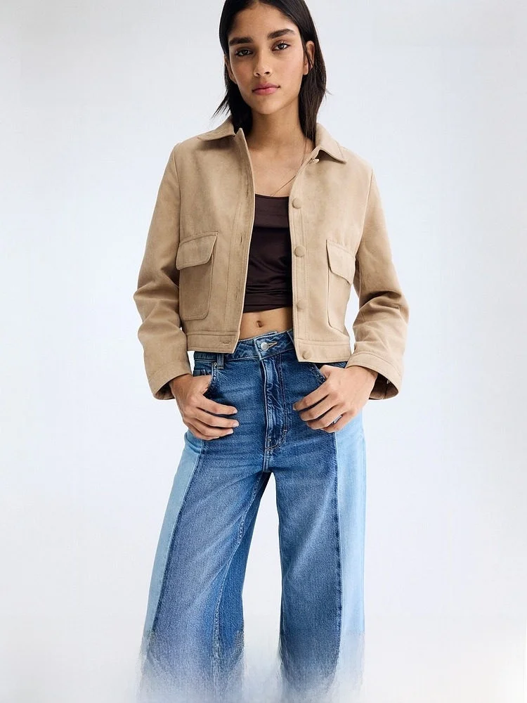 

Женская летняя куртка H&M 1314615, приталенная, укороченная, из полиэстера, с карманами, простой дизайн, зимняя коллекция