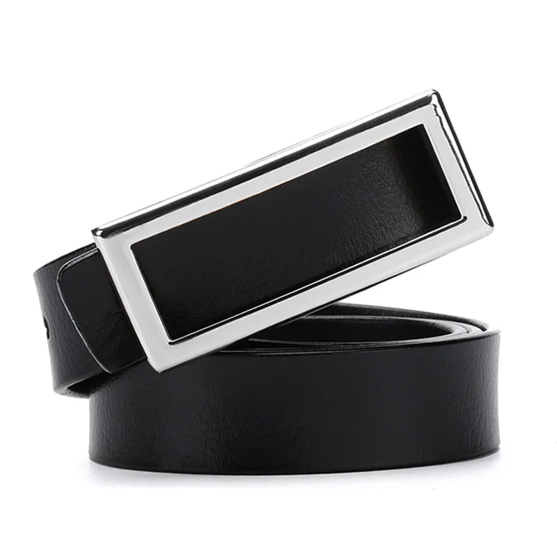 Simple decoration versatile belt Korean version smooth buckle belt Women's cowhide women's white-collar pants belt
