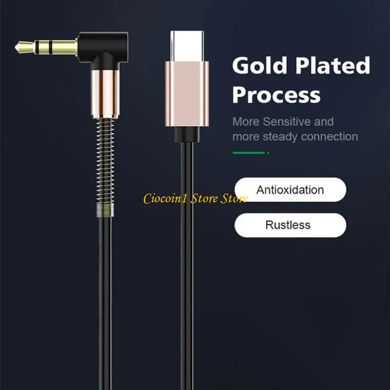A3PC USB Type C to 3.5mm Cable Aux Cable For Car Headphone Speaker Wire Line 3.5 Aux USBC Cord