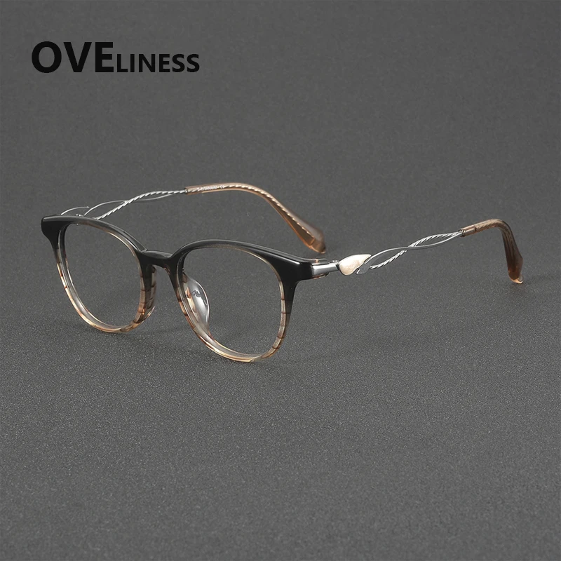 

2026 Acetate Titanium Glasses Frame Women Brand Design Retro Round Eyeglasses frames Spectacles Japanese Eyewear