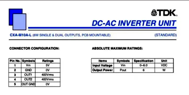 For TDK 5V input Lamp CCFL Inverter High Voltage Board CXA-M10A-L Repair replacement