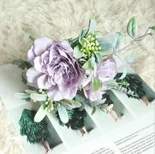 

Lovegrace Camellia Bouquet Fake Peony Flower Artificial Silk Begonia Blue Rose Bridesmaid Bouquet Flower Home Wedding Flowers