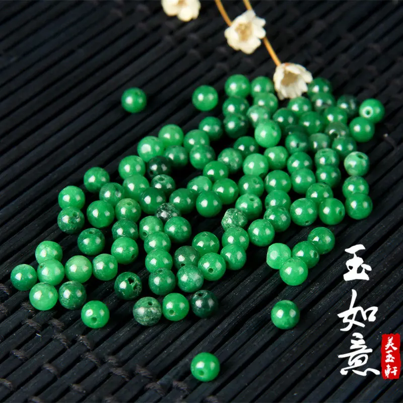 

100PC Natural A Green Jade 4mm Beads DIY Bracelet Necklace Charm Jadeite Jewellery Fashion Accessories Amulet Gifts Women Men