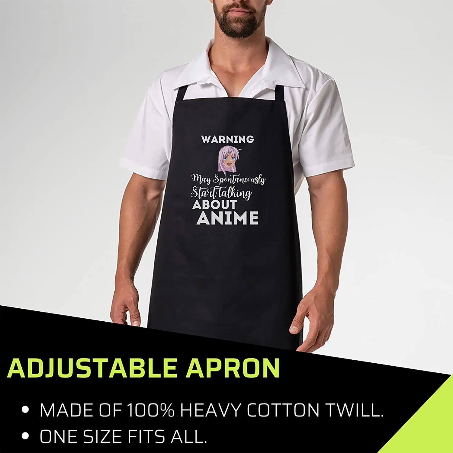 Hobby Black Cooking Aprons- Warning May Spontaneously Start Talking About Anime Tshirt T-Shirt Black Apron