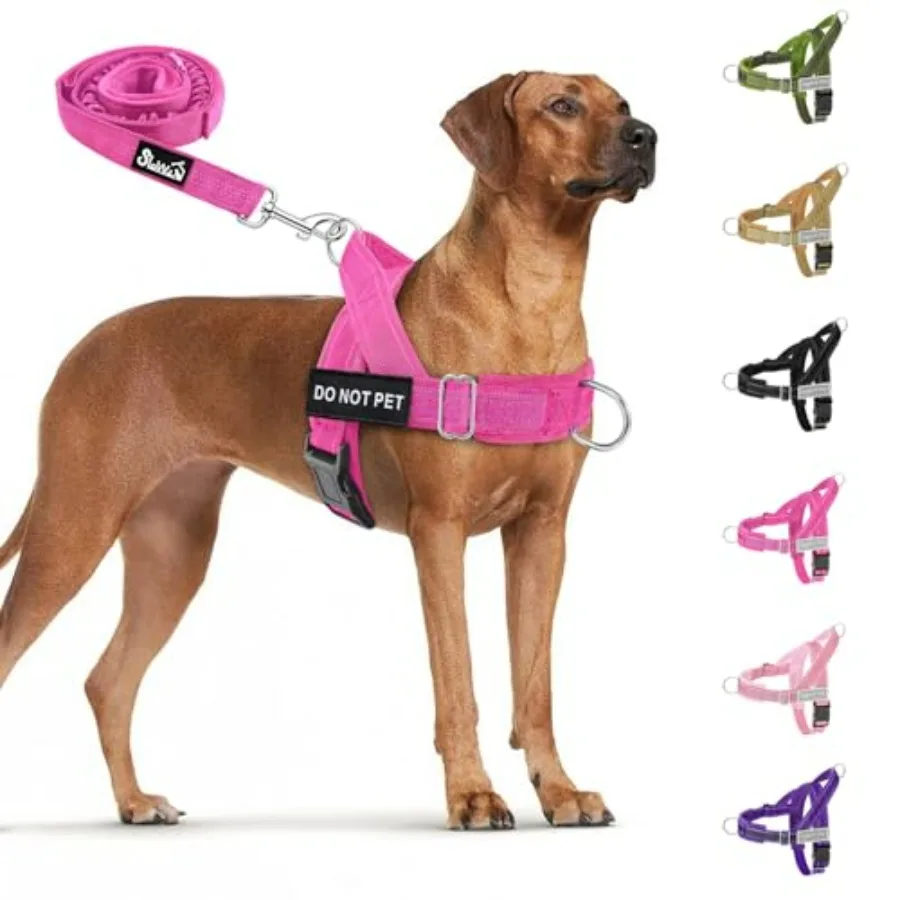 

No Pull Dog Harness - Heavy Duty Dog Harness and Leash Set for Dogs, Reflective Tactical Harness with Soft Padded and Front Cli